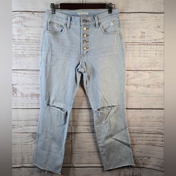 Lucky Brand Light Blue Size 6/28 Midrise Straight Jeans Womens Distressed - Picture 3 of 9